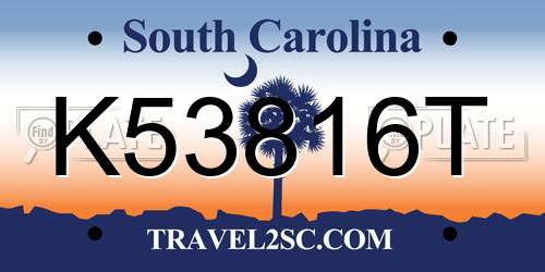 K53816T South Carolina License Plate