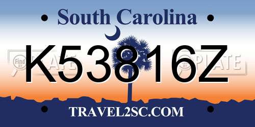 K53816Z South Carolina License Plate