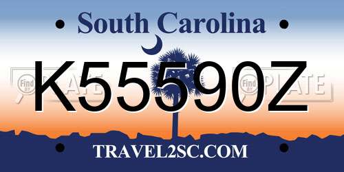 K55590Z South Carolina License Plate