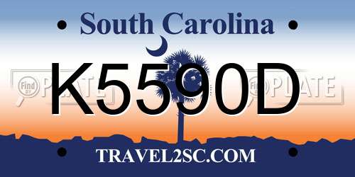 K5590D South Carolina License Plate