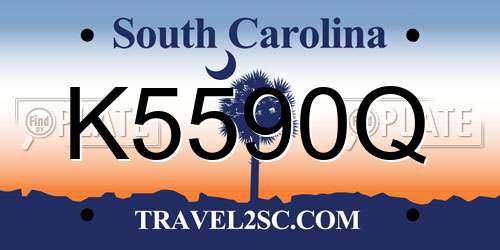 K5590Q South Carolina License Plate