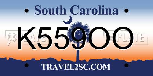 K559OO South Carolina License Plate