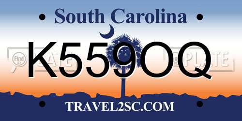 K559OQ South Carolina License Plate