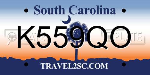 K559QO South Carolina License Plate