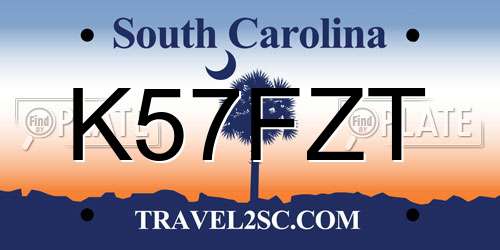 K57FZT South Carolina License Plate