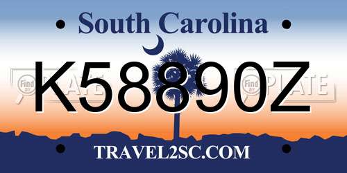 K58890Z South Carolina License Plate