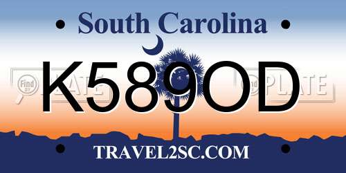 K589OD South Carolina License Plate