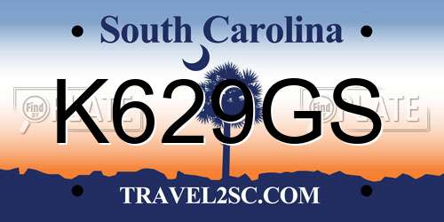 K629GS South Carolina License Plate