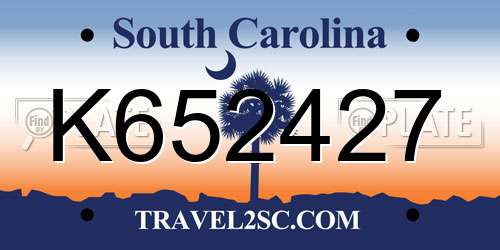 K652427 South Carolina License Plate