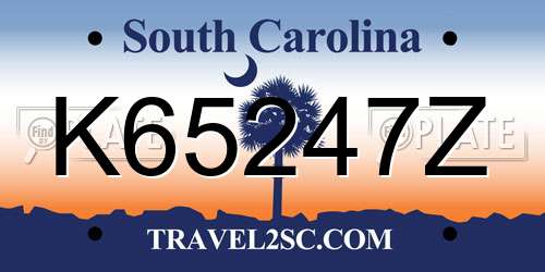 K65247Z South Carolina License Plate