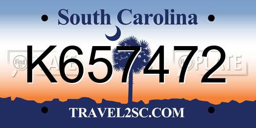 K657472 South Carolina License Plate