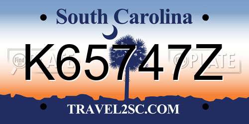 K65747Z South Carolina License Plate