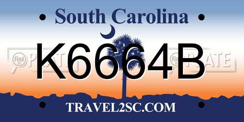 K6664B South Carolina License Plate