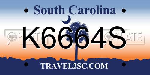 K6664S South Carolina License Plate