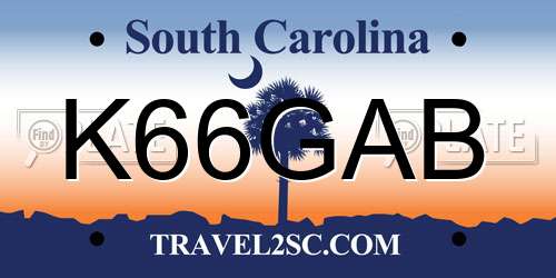 K66GAB South Carolina License Plate