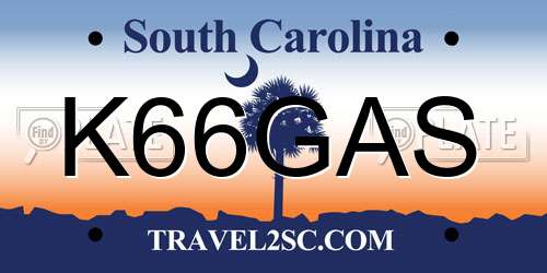 K66GAS South Carolina License Plate