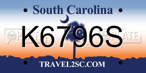 K6796S South Carolina License Plate