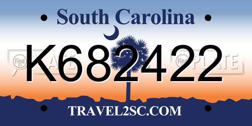 K682422 South Carolina License Plate