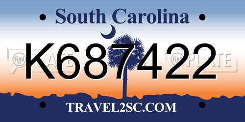 K687422 South Carolina License Plate