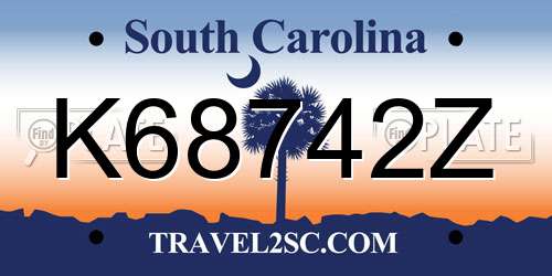 K68742Z South Carolina License Plate