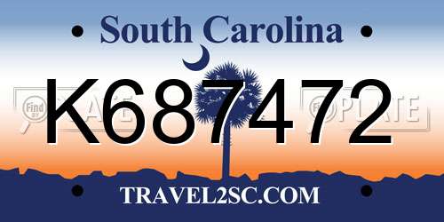 K687472 South Carolina License Plate