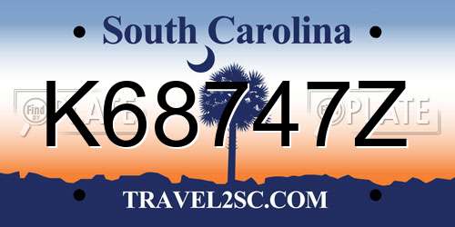 K68747Z South Carolina License Plate