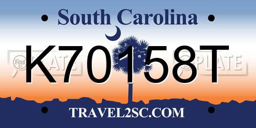 K70158T South Carolina License Plate