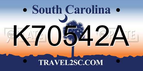 K70542A South Carolina License Plate