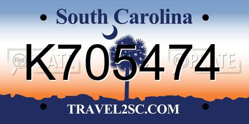 K705474 South Carolina License Plate