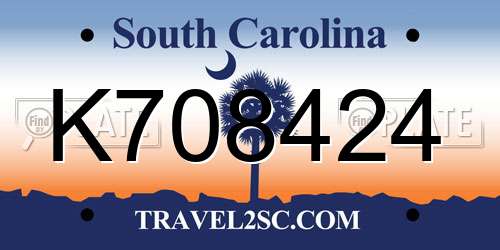 K708424 South Carolina License Plate