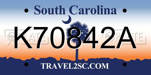 K70842A South Carolina License Plate