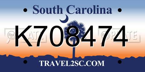 K708474 South Carolina License Plate