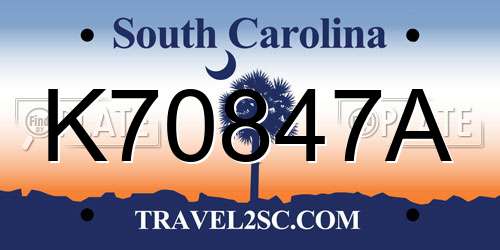 K70847A South Carolina License Plate
