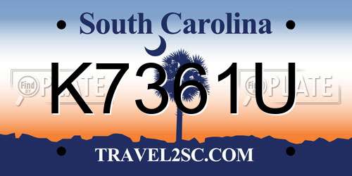 K7361U South Carolina License Plate
