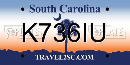 K736IU South Carolina License Plate