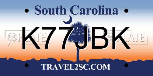 K77JBK South Carolina License Plate