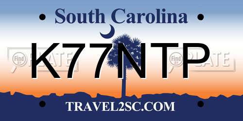 K77NTP South Carolina License Plate