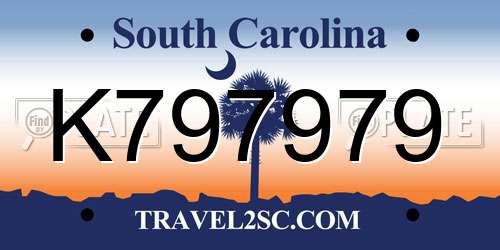 K797979 South Carolina License Plate