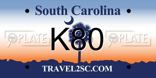 K80 South Carolina License Plate