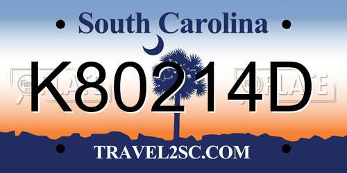 K80214D South Carolina License Plate