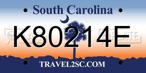 K80214E South Carolina License Plate
