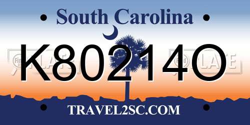 K80214O South Carolina License Plate
