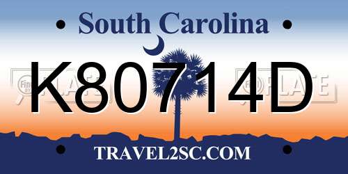 K80714D South Carolina License Plate