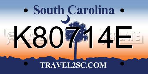 K80714E South Carolina License Plate
