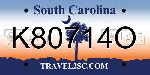 K80714O South Carolina License Plate