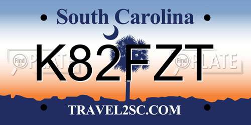 K82FZT South Carolina License Plate