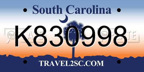 K830998 South Carolina License Plate