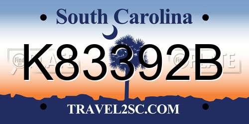 K83392B South Carolina License Plate