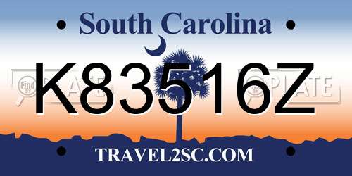 K83516Z South Carolina License Plate