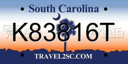 K83816T South Carolina License Plate